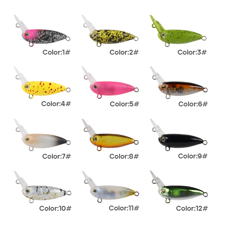 LETOYO 2,8g/37mm Mini señuelo de manivela capa de natación completa placa de lengua invertida Crankbait hundimiento rápido señuelos de trucha - imagen 3
