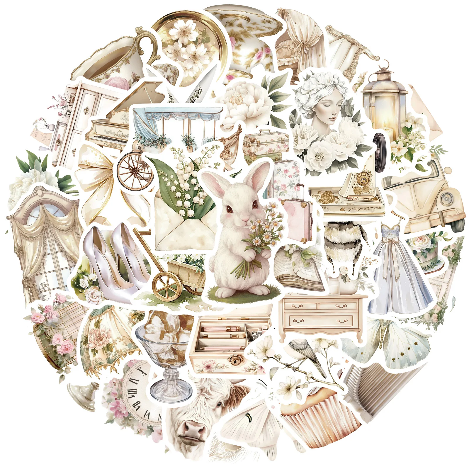 50 Uds. De pegatinas de grafiti de estética de arte Retro blanco, bricolaje, teléfono, guitarra, portátil, maleta, taza, pegatina impermeable, juguete para niños - imagen 3