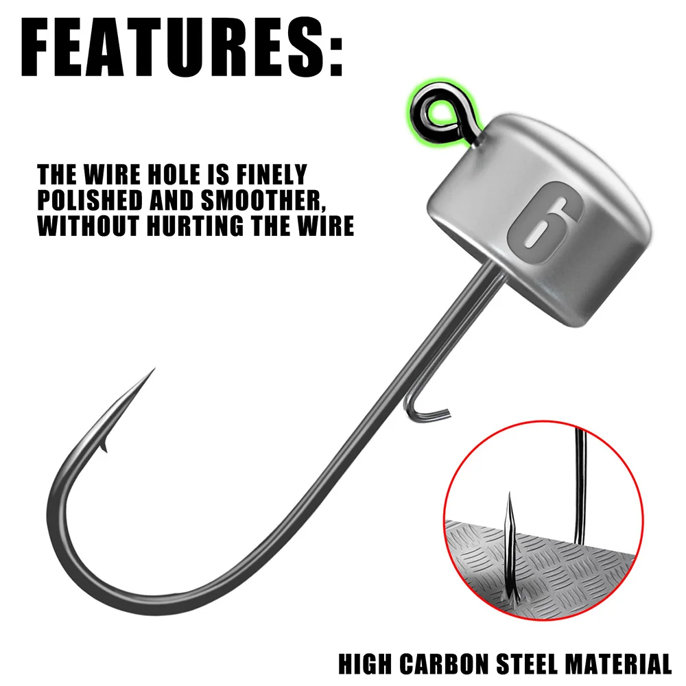 5 uds Ned Rig Jig Cabezas ganchos 1,8g 2,7g 3,5g 4,5g 6g BKK gancho para señuelo de gusano suave Bass Fish Pesca Rockfish Pike trucha Accesorios - imagen 5