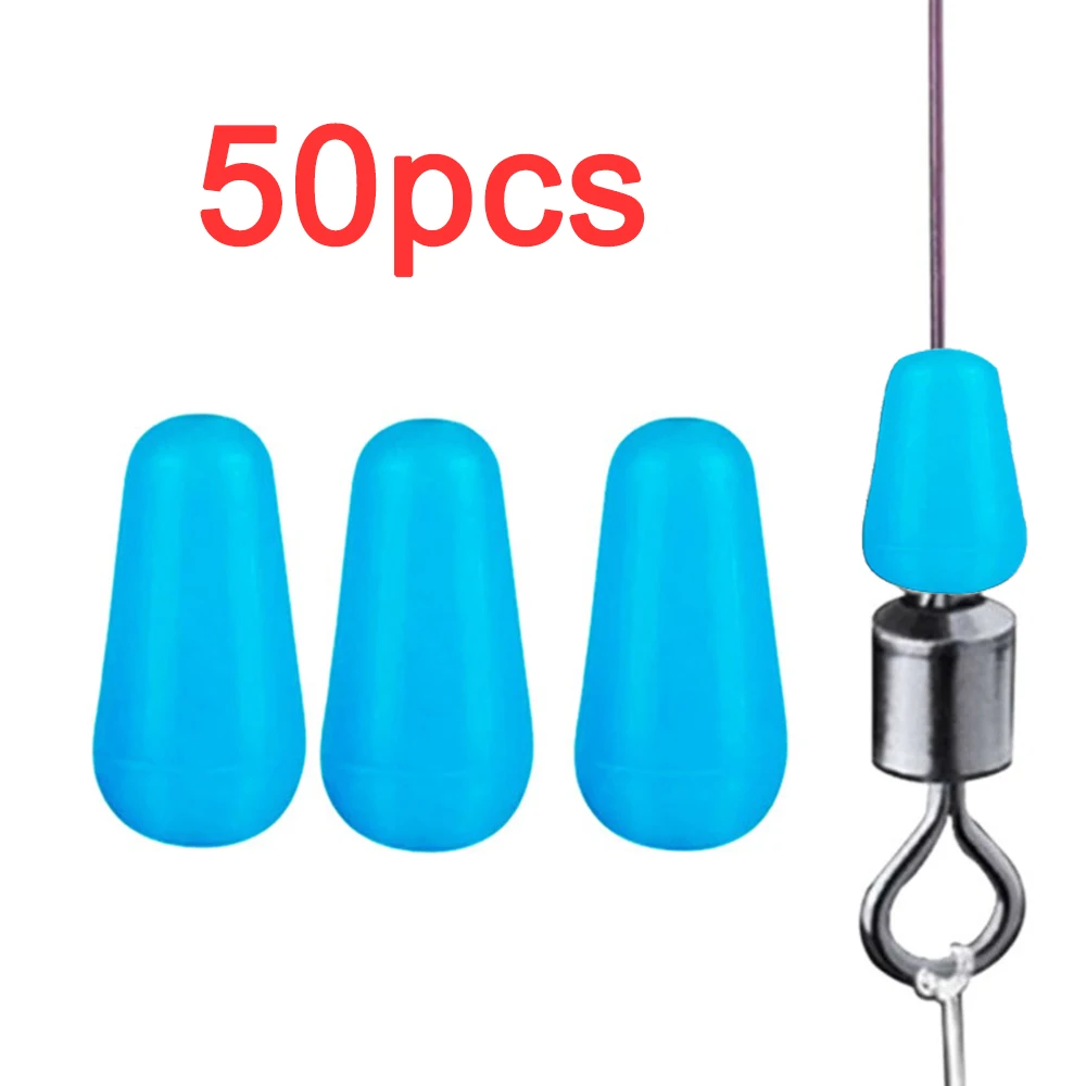 Flotador de pesca con mosca de carpa marina, Tobogán de goma antibobinado de alta calidad, tapón ovalado azul, lote de 50 unidades - imagen 5