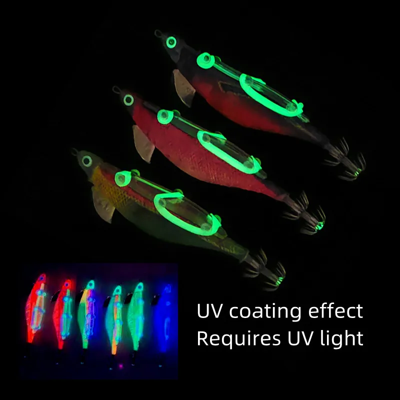 Plantilla de calamar Webfoot pulpo Egi incluido anzuelo de sepia luminosa cebo duro Artificial señuelo de camarón de agua salada artículos de mar para la pesca - imagen 3