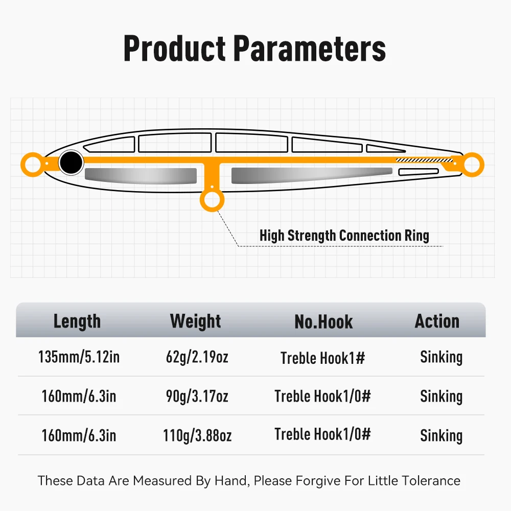 Señuelo de pesca Kingdom, cebo tipo lápiz que se hunde en agua salada, 62g, 90g, 110g, señuelo para trucha y lubina, anzuelo triple, aparejos de pesca Pecsa de fundición larga - imagen 2