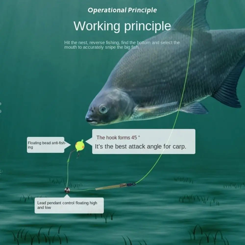 3 piezas Talla 9 # -13 #   Juego de anzuelos con parte inferior inversa, cebo de pesca flotante, anzuelos de carpa europea, anzuelo doble, anzuelos Iseini, pesca de carpa - imagen 2