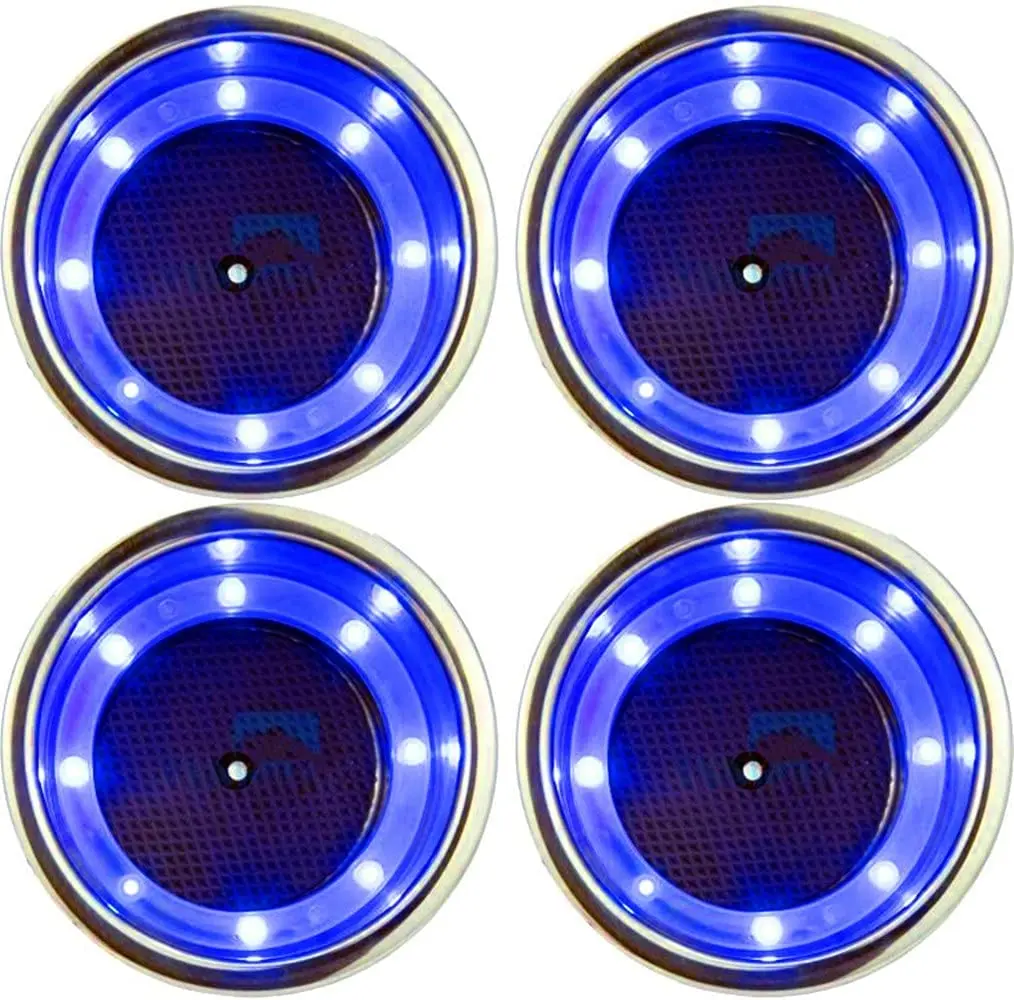 Portavasos de acero inoxidable, soporte LED para bebidas, portabotellas integrado con drenaje para accesorios de barcos marinos, sofá yate, 4 Uds. - imagen 2