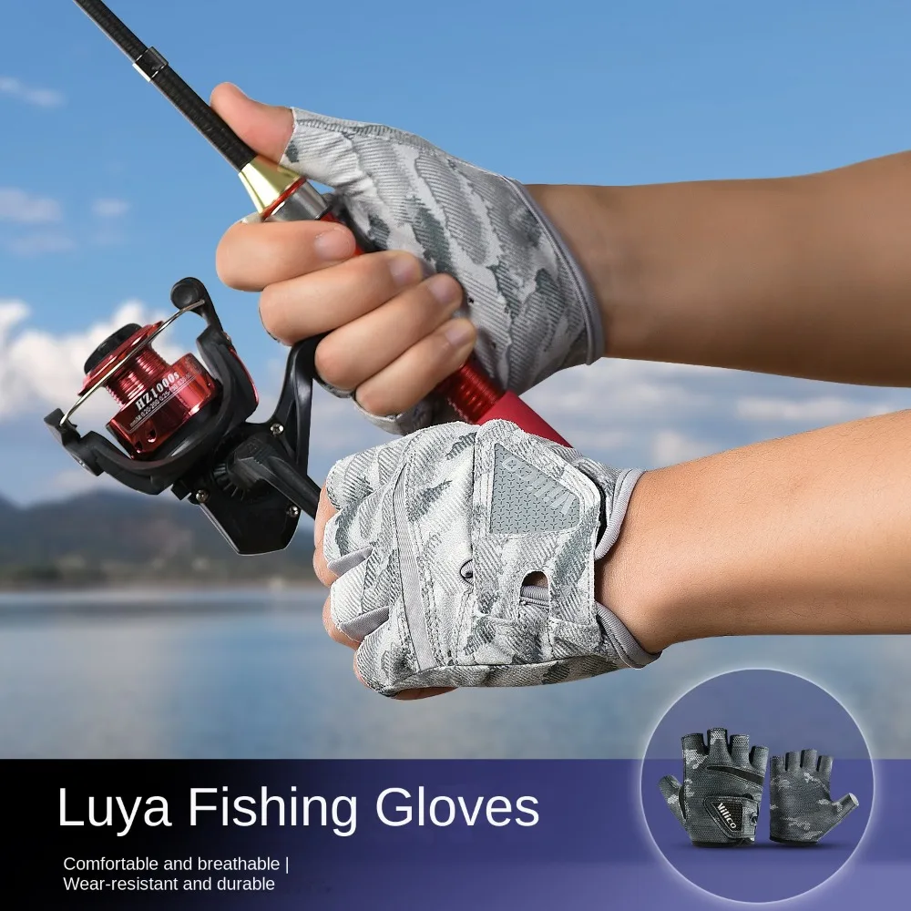 Nuevos guantes de pesca de seda de hielo, guantes transpirables antideslizantes con corte de tres dedos, protector solar, tela de neopreno, guantes de 5 dedos, equipo para peces - imagen 5