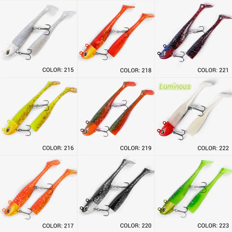 Noeby-Cabeza de plantilla de vibración, señuelo suave, juego de sábalo, cuerpo de señuelo de fundición larga, cola en T, anzuelo de cabeza, lubina, cebo plano, 7,5 cm, 21g, 9cm, 28g - imagen 3