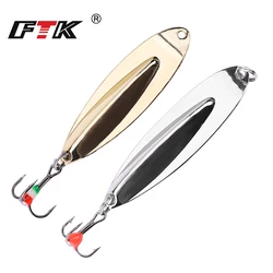 FTK-señuelo de pesca con cuchara giratoria de Metal, cebo Artificial de 8g-55mm con anzuelo triple para trucha, lubina, accesorios de pesca de invierno