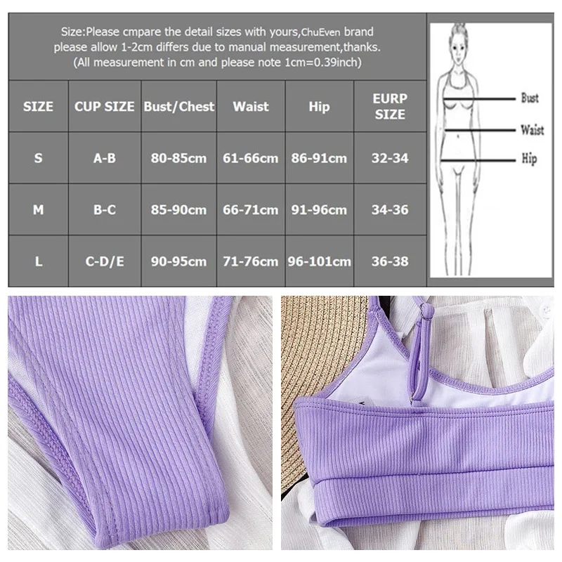 Mosodo-Conjunto de Bikini de vendaje para mujer, traje de baño con abertura, fluorescente, Sexy, tejido, para playa - imagen 3