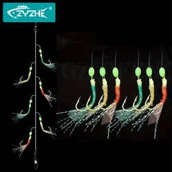 Anzuelos Sabiki ZYZ multicolores con cuentas luminosas – Tallas 12-18