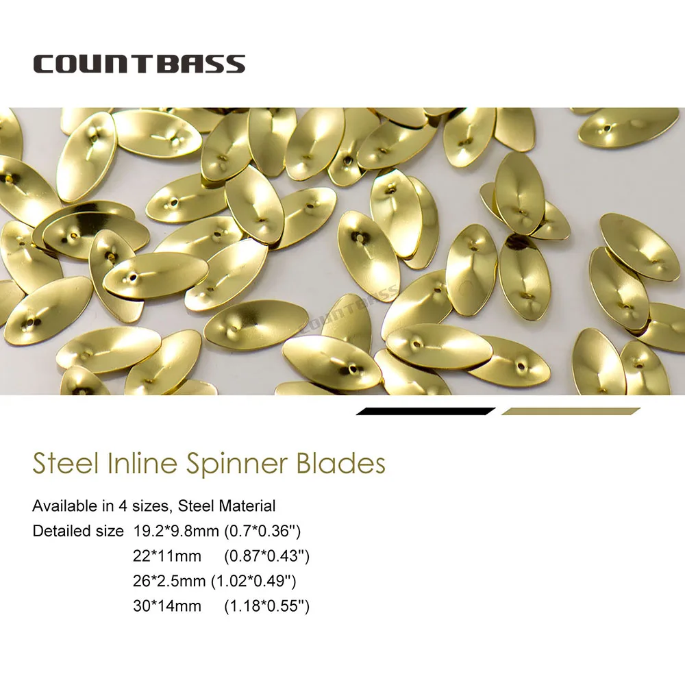 Countbass 50 Uds tamaño 1-4 cuchillas giratorias en línea de acero patrón suave níquel chapado en oro DIY Spinner Señuelos de pesca aparejos artesanales - imagen 2