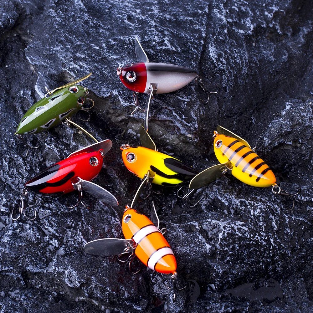 CCLTBA-SEÑUELOS Topwater de 5,8 cm, 12,9g, cuerpo duro, cuchara de Metal, alas de hoja, Wobblers de abeja, Señuelos de Pesca, aparejos de cebo Popper Minnow - imagen 5