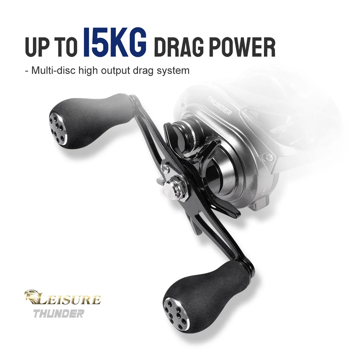 Noeby carrete de Baitcasting, sistema de frenado magnético de arrastre máximo de 15KG, relación de engranaje 6,4: 1, 8 + 1 rodamiento de bolas, bobina de pesca Predator de perfil bajo - imagen 3