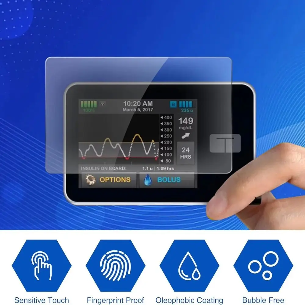 2 uds nuevas bombas de insulina flexibles Protector de pantalla antihuellas Protector de pantalla antiarañazos bombas de insulina de vidrio templado HD - imagen 4