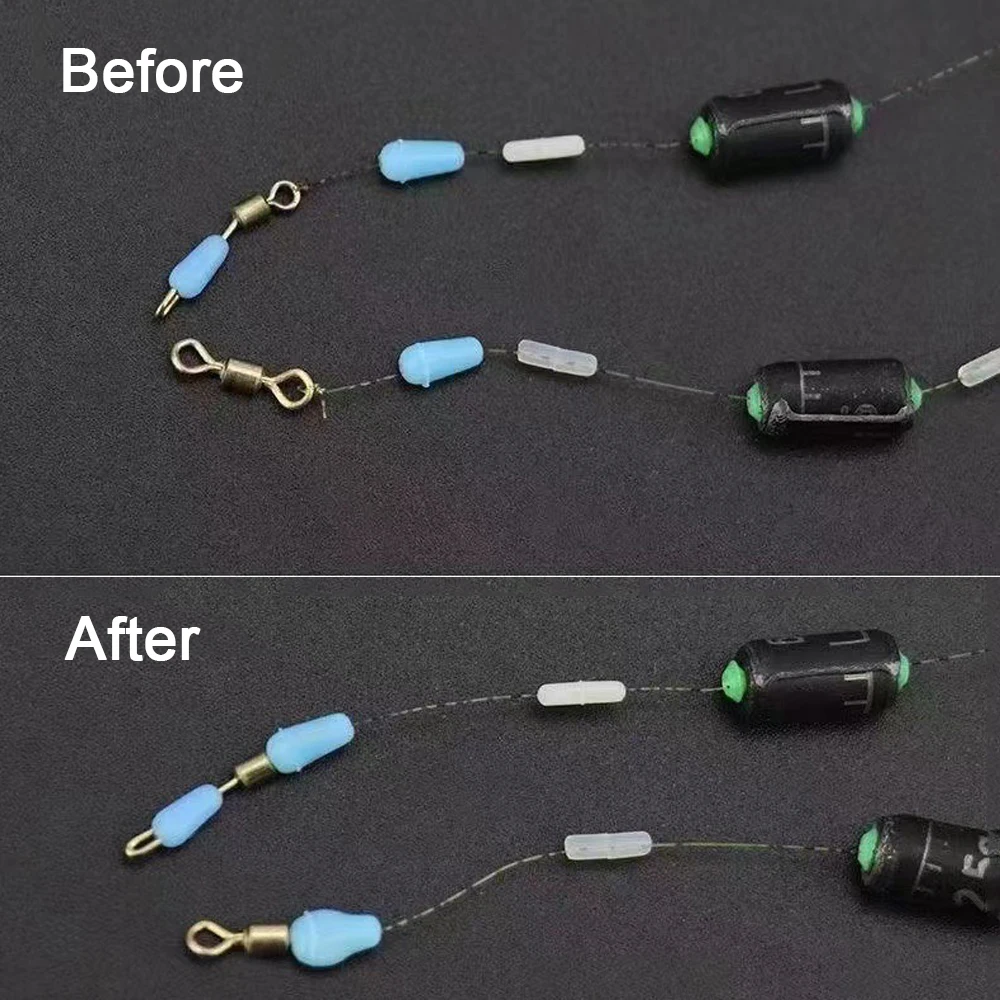 50 unids/lote de goma antibobinado de silicona, frijol espacial, carpa de mar, pesca con mosca, tapón ovalado de goma, herramienta accesorio de pesca Bobber - imagen 3