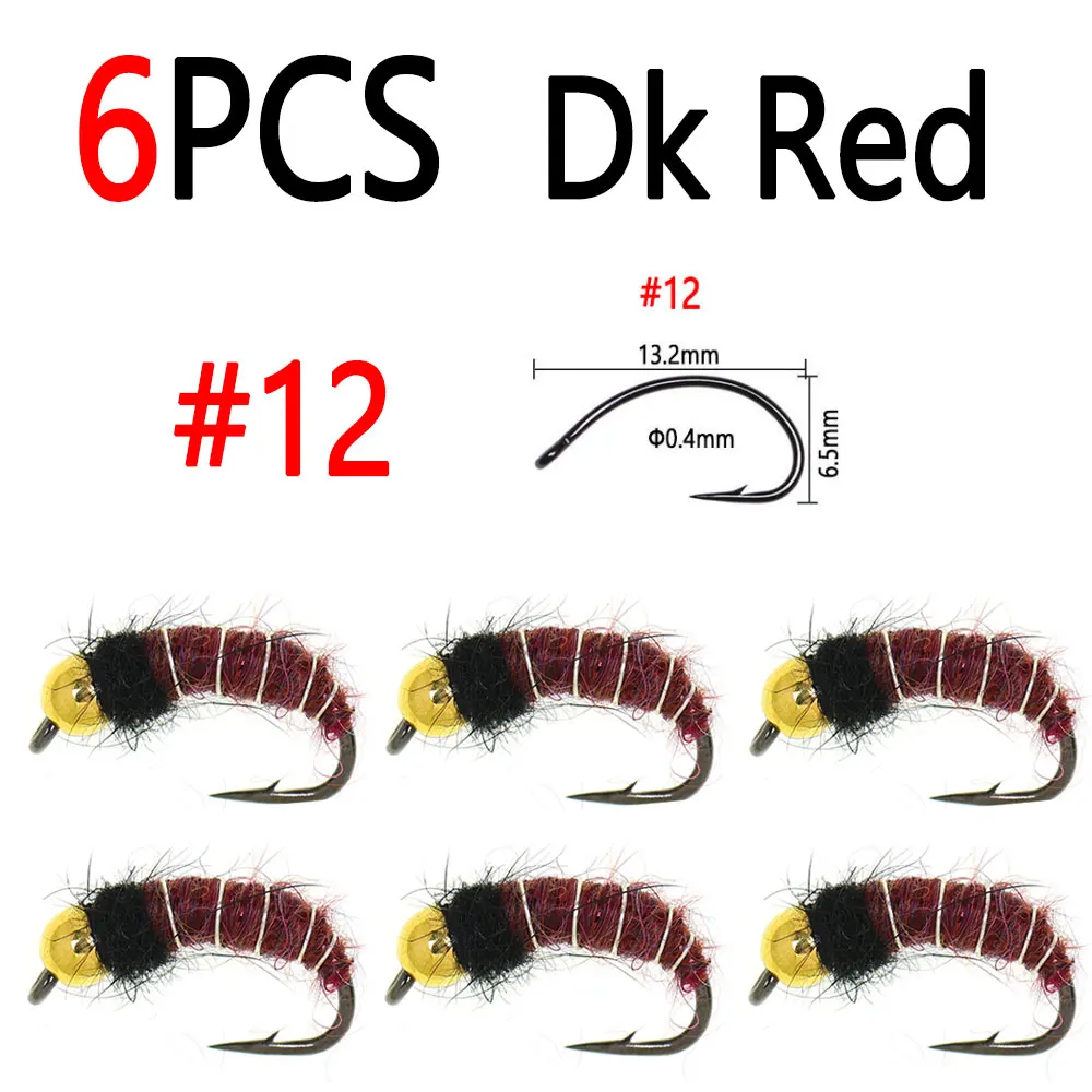 6pcs Dk Red Size 12