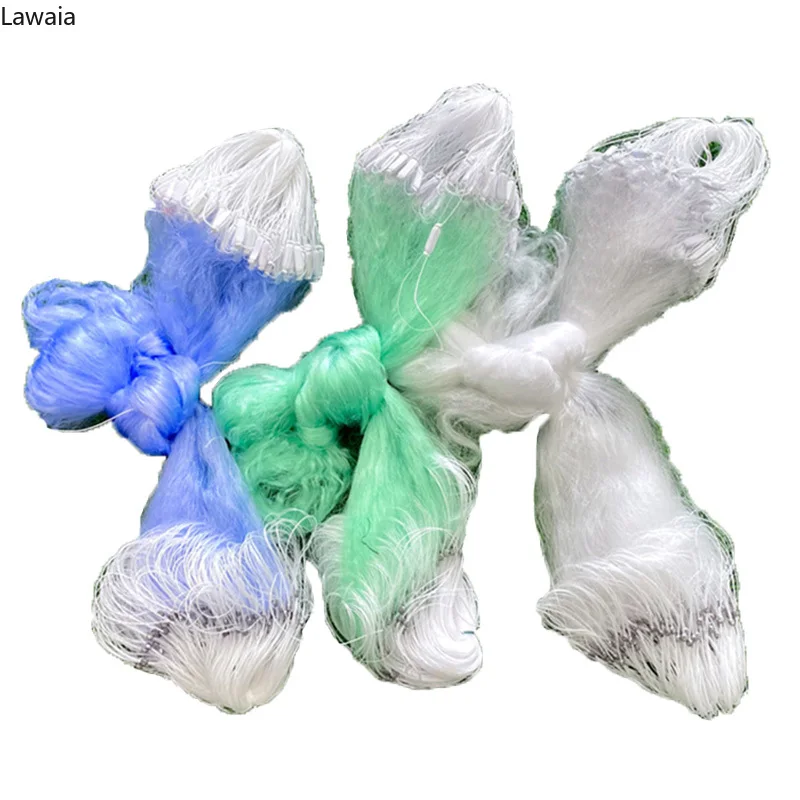 Lawaia-red de pesca de 3 capas de 50M de longitud, red pegajosa de alambre pequeño de tres colores, 1 metro de alto hundimiento, plomada de plomo, red de enmalle - imagen 2