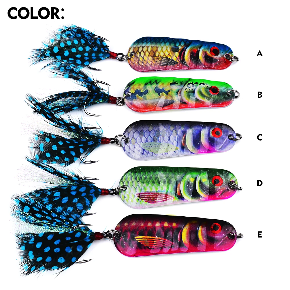 Proberos 1/5 piezas de señuelos de pesca en forma de cuchara de metal |   Diseños de señuelos vibrantes, ganchos duraderos, colores mezclados - imagen 5