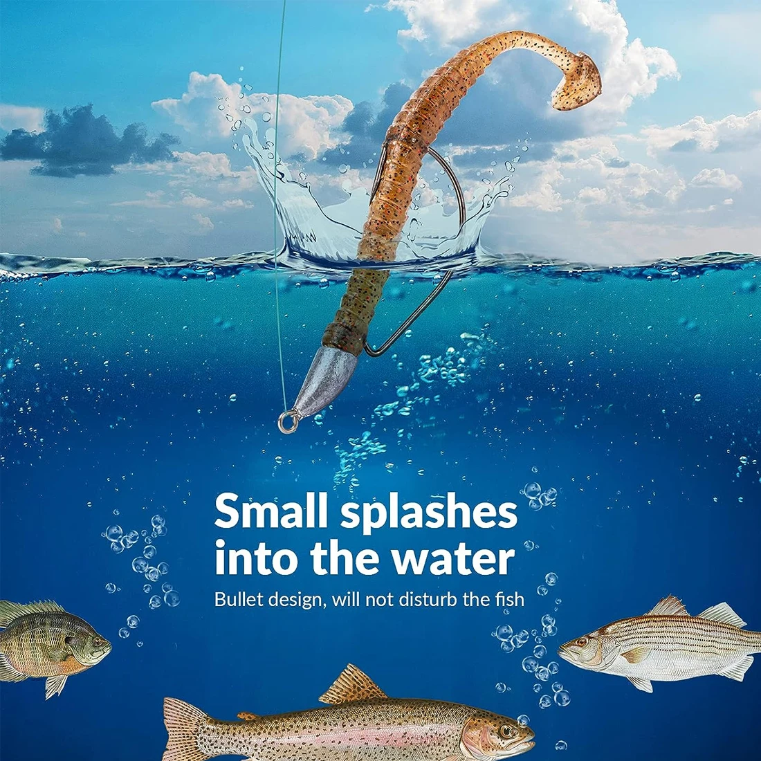 FishTrip-anzuelos de pesca con cabezales tipo bala, 10 Uds., 1,75g ~ 14g, aparejo Texas, agua salada, agua dulce, anzuelo ponderado sin malezas - imagen 5