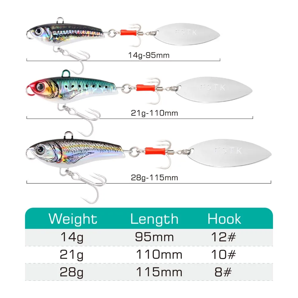FSTK-caballa de agua dulce para lubina, Metal Vib Shad Casting Shore Jig 14 21 28G, hoja de Jigging, cuchara, señuelo de pesca, aparejos de cebo Artificial - imagen 5