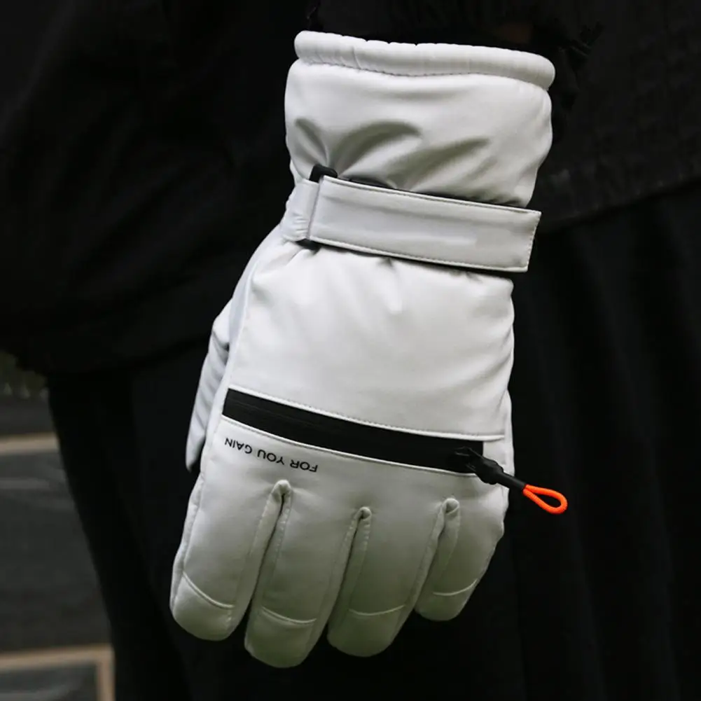 1 par de guantes de esquí al aire libre para hombres y mujeres, guantes térmicos con forro polar y pantalla táctil a prueba de viento, guantes cálidos para ciclismo en clima frío para invierno - imagen 2