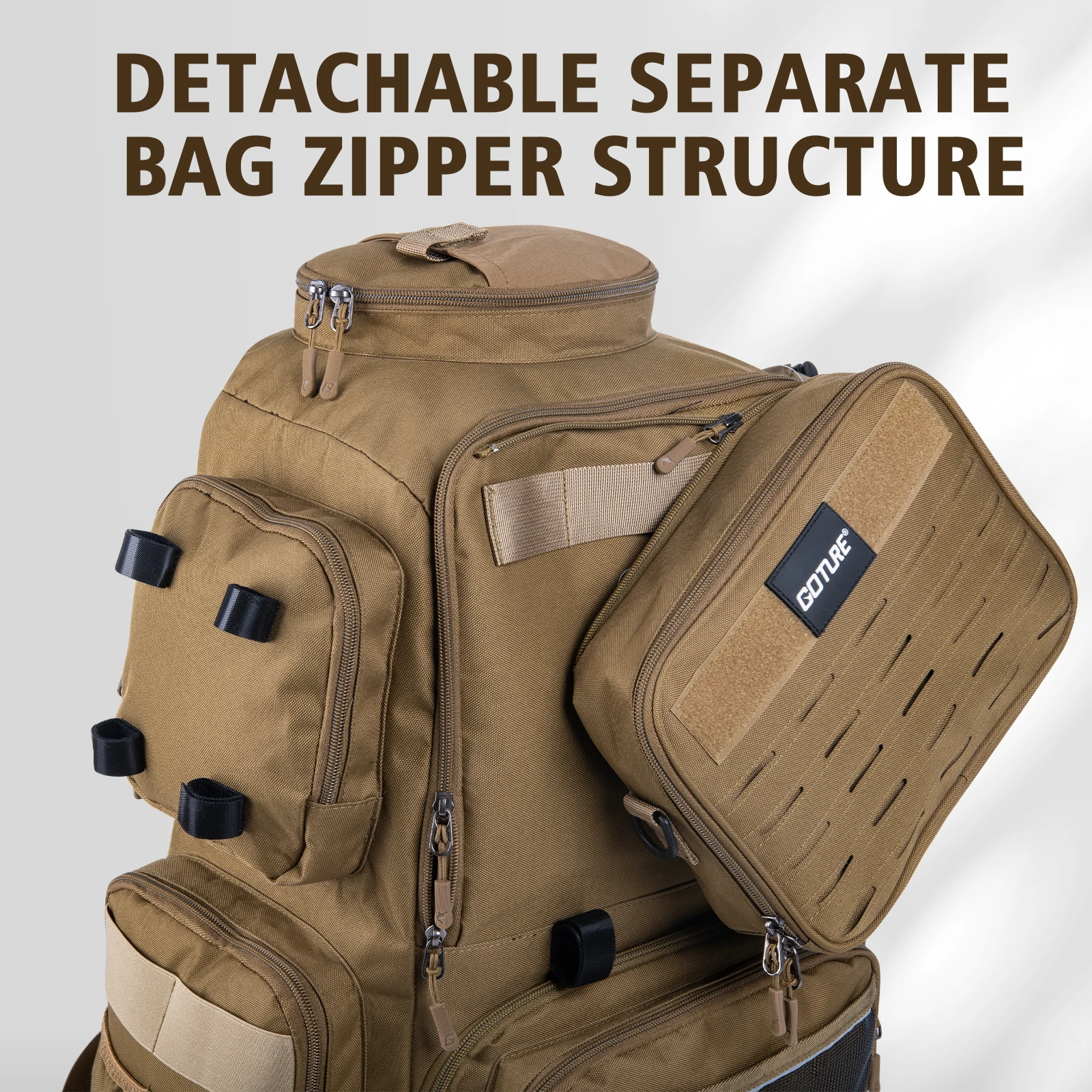 Goture-mochila de pesca con compartimento extraíble, bolsa de Picnic con aislamiento más fresco de alta capacidad con estante para caña, bolsa de caza para viajes al aire libre - imagen 2