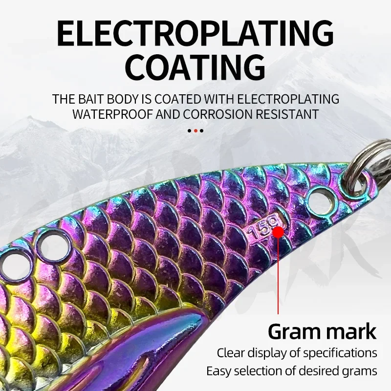 5 uds Señuelos de Pesca hoja cebo Metal VIB Señuelos de Pesca lubina Walleye trucha para agua dulce cucharas de pesca de agua salada señuelo duro de Metal - imagen 5