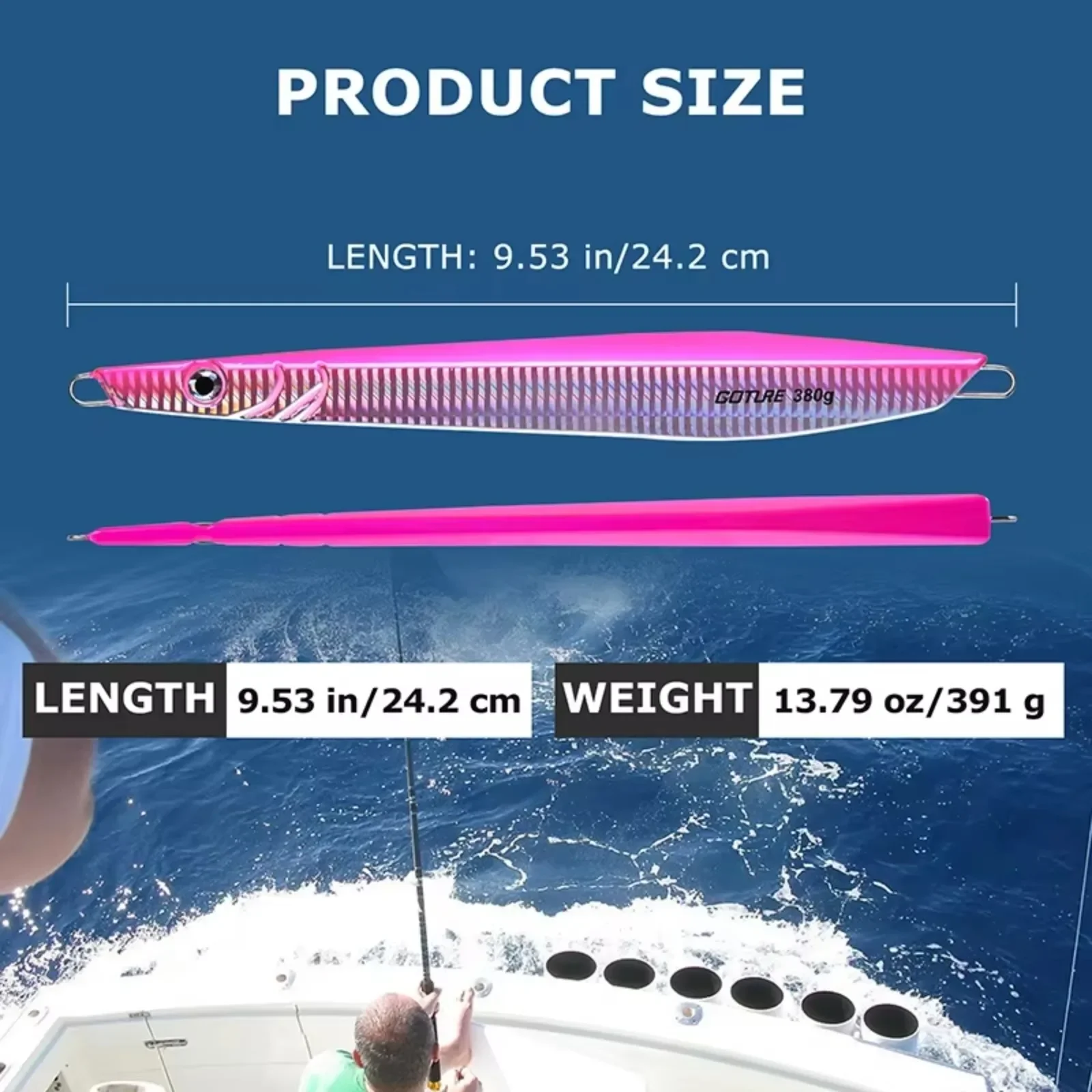 Goture-señuelo de pesca con plantilla de Metal, pesas de 390g, cebo duro para pesca de lubina, trucha, Jigging, plantillas de señuelos de agua salada, 1 Uds. - imagen 5