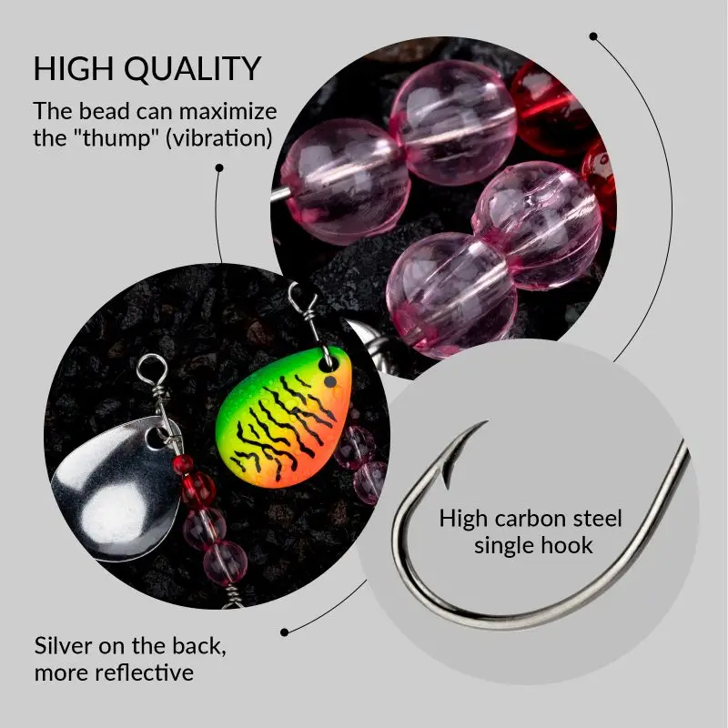 THKFISH 5 uds cucharas giratorias cebos para trucha cuentas de pesca coloridas cebo duro de Metal Spinner cuchara de lentejuelas señuelos artificiales para Lucio - imagen 5