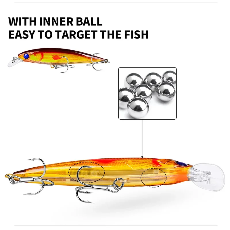 Señuelo de Pesca Minnow, 11cm, 13,5g, Crankbait, Wobblers flotantes, perca, cebo Artificial para Lucio, carpa, cebo de natación, Pesca, 1 ud. - imagen 4