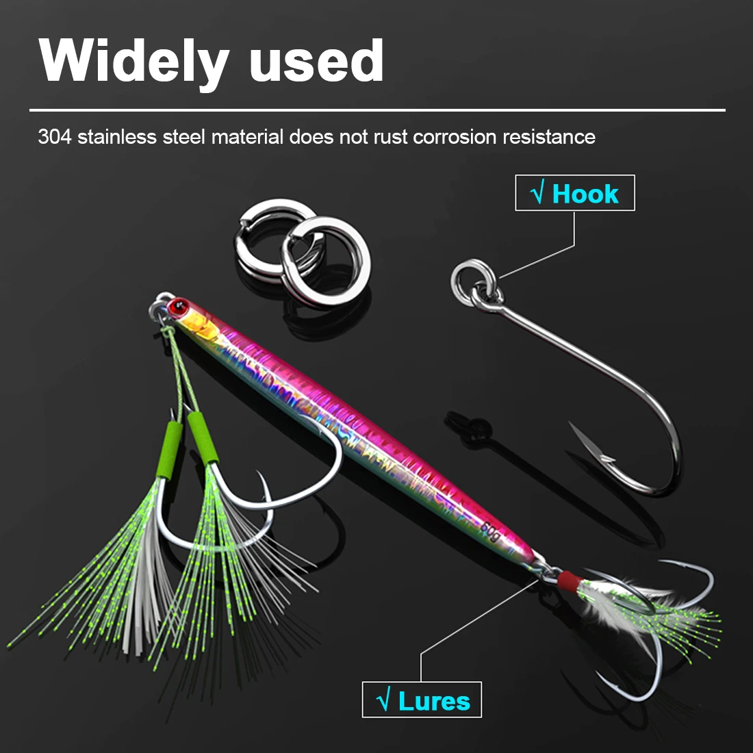 FishTrip-anillos divididos para pesca, paquete de 30 ~ 200, anzuelo de señuelo de agua salada de alta resistencia de acero inoxidable, conector de pesca, aparejos terminales - imagen 5