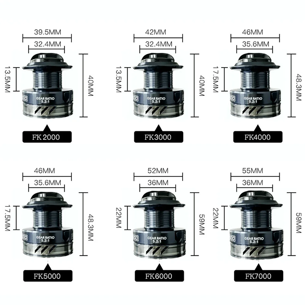 Carrete de pesca giratorio con señuelo ultraligero serie 2000-7000, rueda de Jigging de fundición larga 5,2: 1/4, 7:1, carrete de carpa de agua salada con arrastre máximo de 26LB - imagen 5