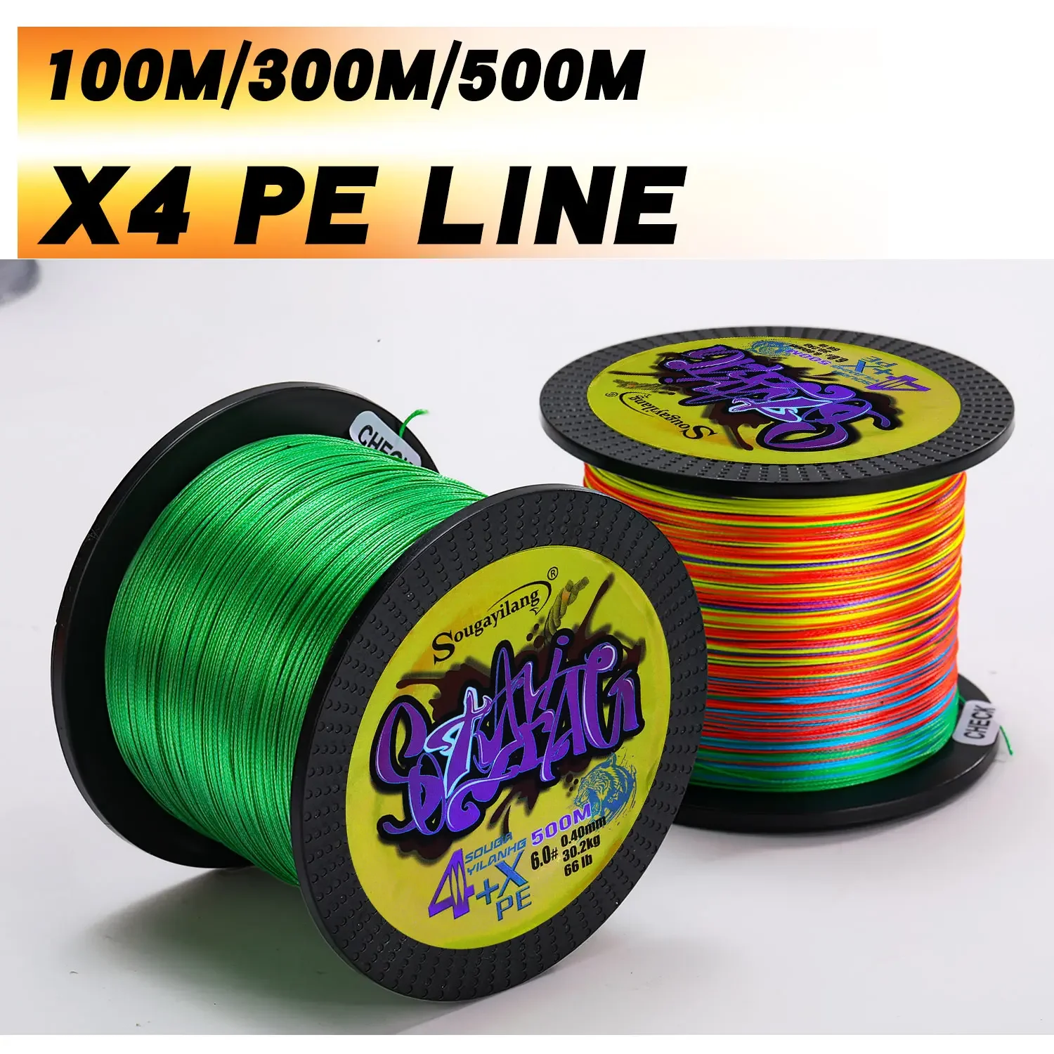 Sougayilang-sedal de pesca trenzado de PE, 4 hebras, 100M, 300M, 500M, 18-66LB, suave y duradero, adecuado para pesca de lubina - imagen 2