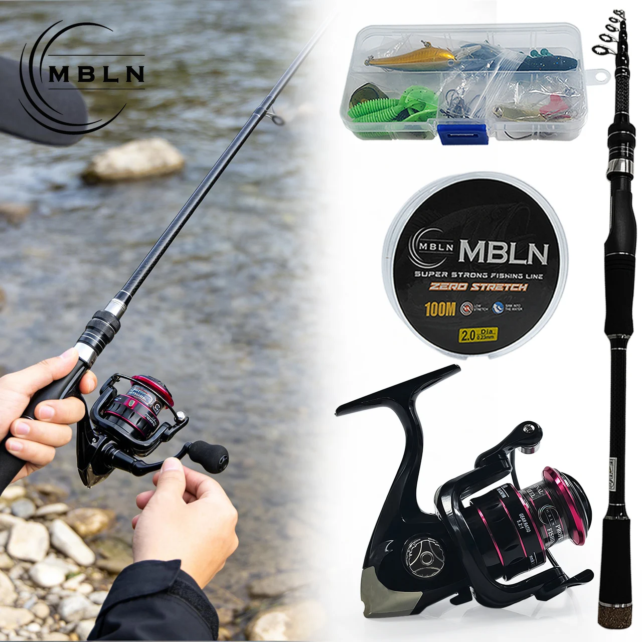 MBLN Caña y Carrete Telescópicos para Pesca – Kit Completo - imagen 5