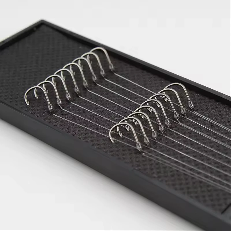 8 unids/lote de anzuelos de pesca sublínea, juego de anzuelos dobles, anzuelos de pesca Barbe, anzuelos de dos líneas, anzuelos afilados de acero inoxidable - imagen 4