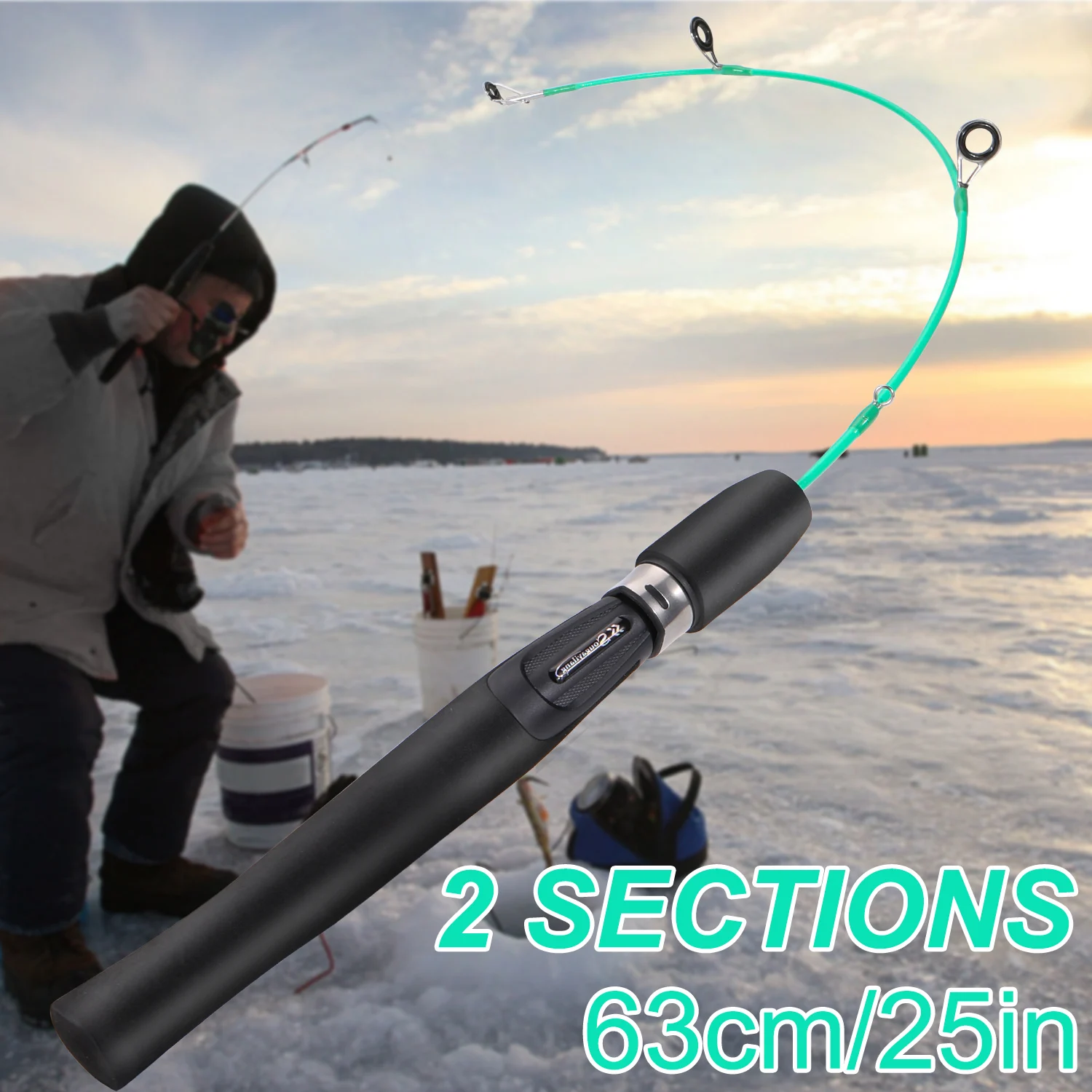 Sougayilang caña de pesca en hielo 63cm ultraligera carbono - imagen 2