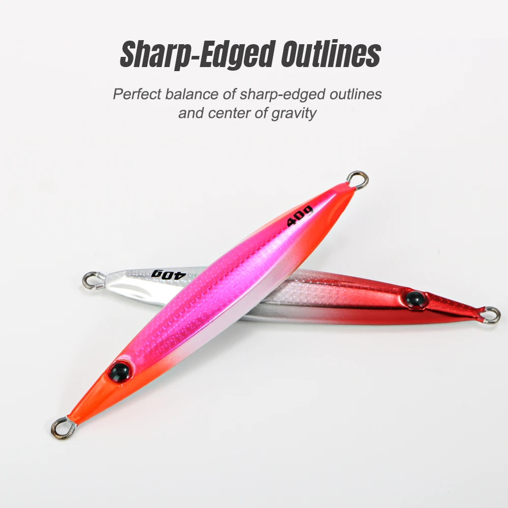 JIGGING PRO 20g 30g 40g 60g Slow Blatt Cast UP Shore Jigging Lures Saltwater Fishing Tackle Metal Jig Bait - imagen 5