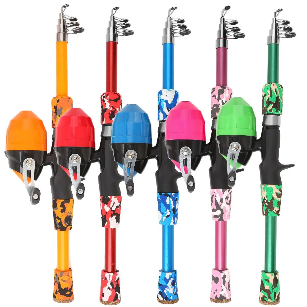 Set cañas pescar mar niños espuma colorida divertida resistente ligera - imagen 3