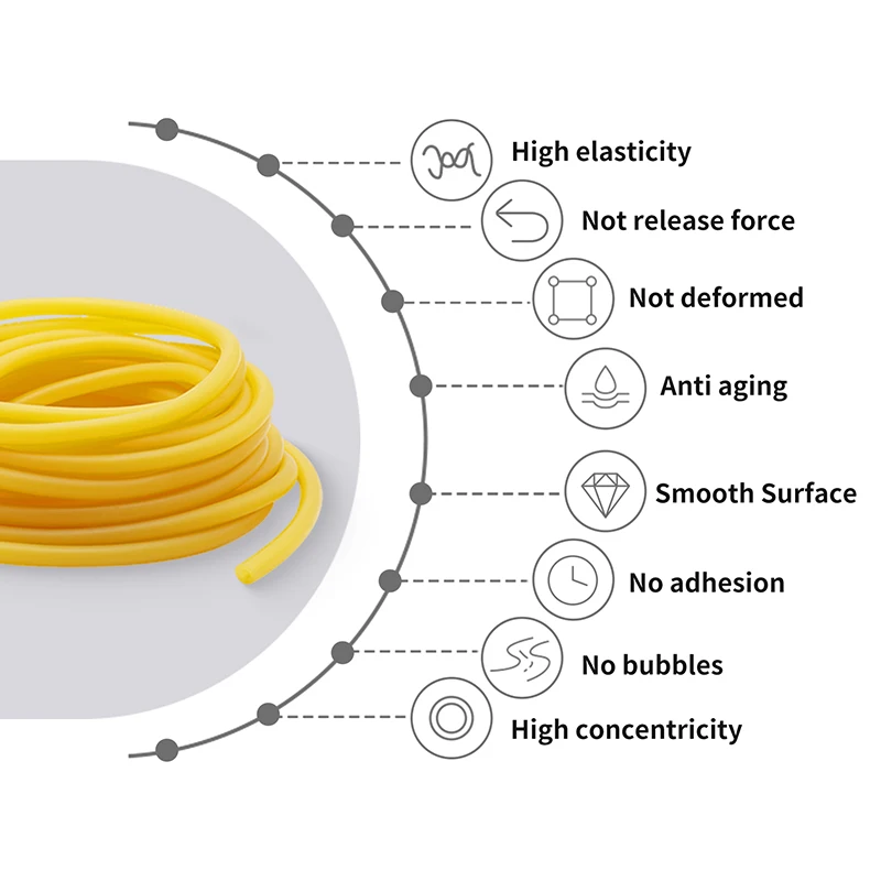 Mangueras de goma de látex natural de 1 ~ 10m ID 1,6 ~ 18mm amarillo de alta resistencia Go tubo de pesca tirachinas catapulta banda elástica de Fitness - imagen 3