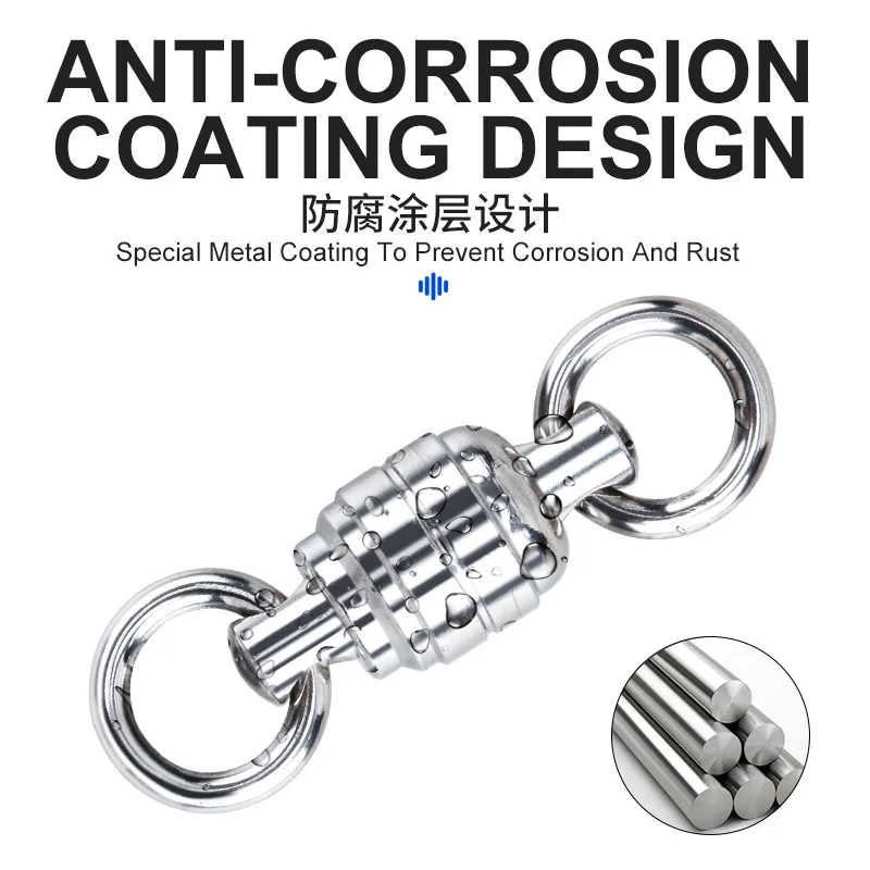 OBSESSÓN TS005 5 unids/bolsa 0 # -8 #   Conector de accesorios de pesca giratorios con rodamiento de bolas de acero inoxidable, juego grande de agua salada de aguas profundas - imagen 5