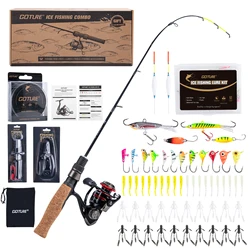 Goture-Juego de cañas de pescar en hielo, punta de caña ultraligera, carretes de pesca de Metal, cebos, anzuelos, bien para pescadores de hielo, búsqueda de pesca en hielo en invierno