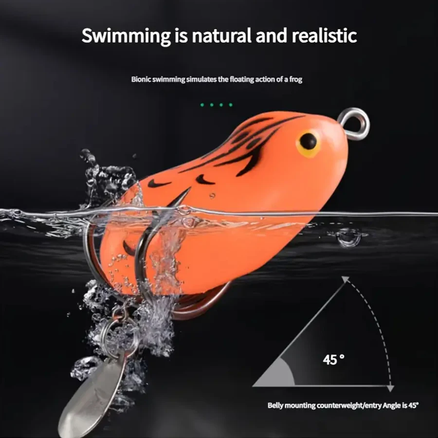 Juego de señuelos de rana flotantes de superficie, 5 unidades por caja, con lentejuelas, ganchos dobles, 7g/0,39 pulgadas, Swimbait para pez negro, lubina, trucha, Lucio, cabeza de serpiente - imagen 5