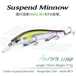 TSURINOYA AURORA Jerkbait Minnow suspensión tungsteno cebo duro