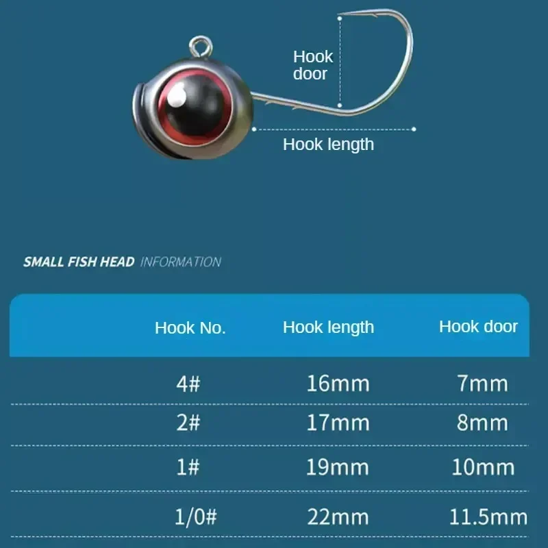 10 Uds. Anzuelos de pesca con cabeza de anzuelo de ojos grandes con anzuelo Mustad 2,5g 3,5g 5g anzuelo con cabeza de pez para aparejos de pesca señuelo de gusano suave gratis - imagen 2