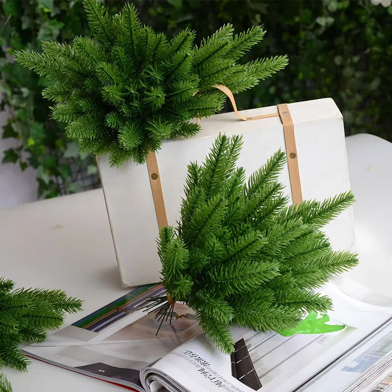 Plantas artificiales con ramas de pino, accesorios para árbol de Navidad, decoraciones para fiesta de año nuevo, adornos de Navidad, regalo para niños, 10 piezas
