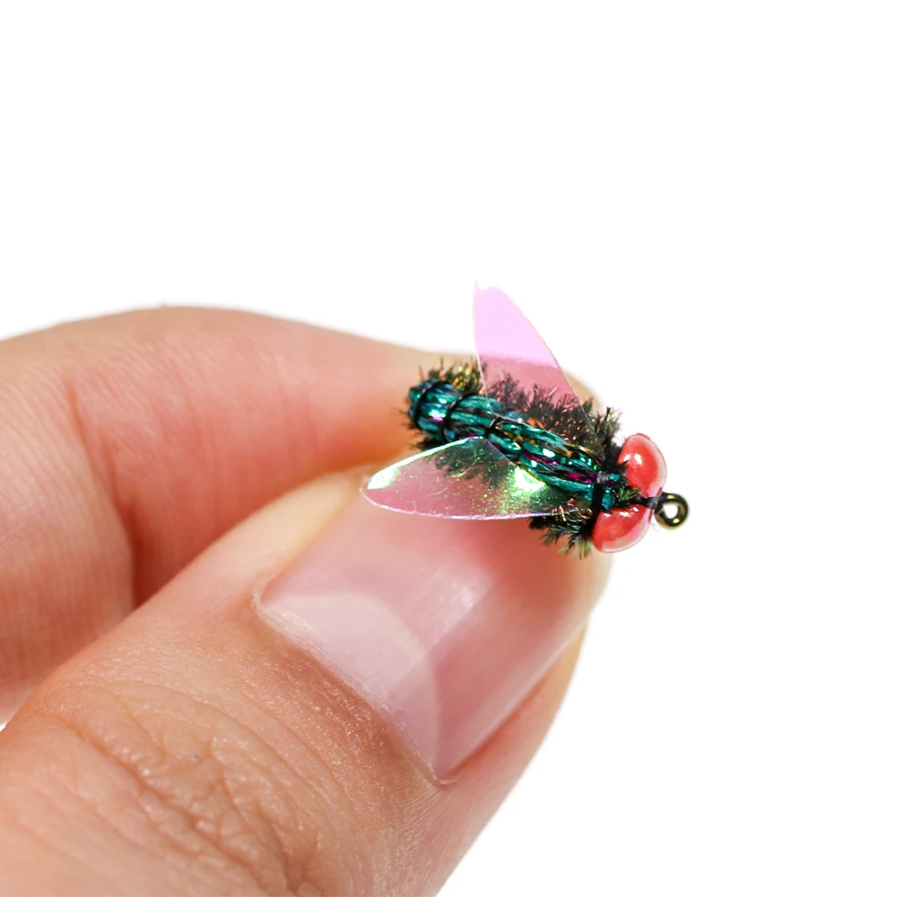 Wifreo-señuelo de pesca con mosca, Mosca de mosquitos, Mosca de casa, cebo realista para trucha, Bluegill, carpa, bagre, pluma de pavo real - imagen 3