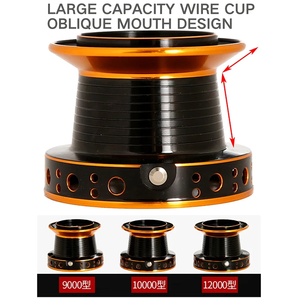Carrete de pesca de fundición larga, serie 9000/10000/12000, arrastre máximo de 30KG, cuerpo de Metal duradero, copa de línea profunda giratoria para Surfcasting, 4,0: 1 - imagen 3