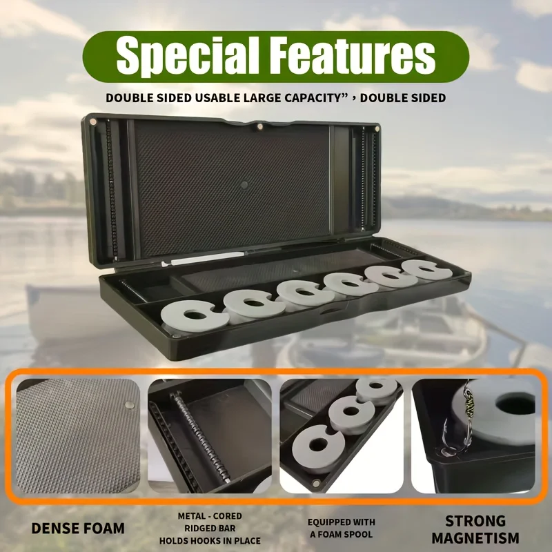 JSFUN Caja aparejos pesca portátil con enrollador hilo multicompartimento - imagen 3