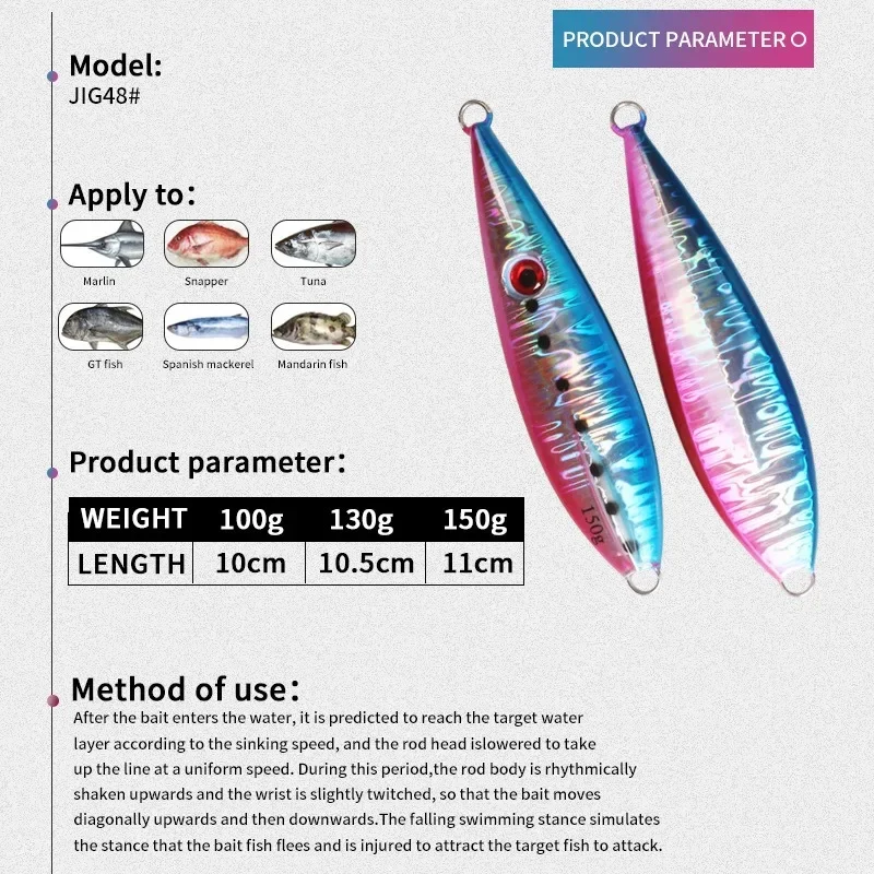 Jig Luminoso Caída Lenta Forma de Gota – Señuelo Metálico Jigging - imagen 5