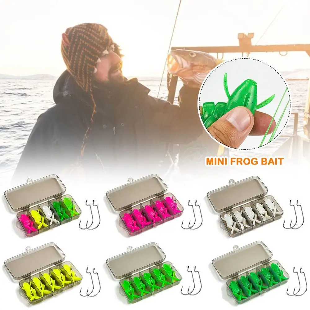 5 uds cebo Artificial TPE Señuelos de Pesca de rana suave mezcla de colores 5g 10g producto de equipo de pesca Jigging con 5 uds gancho Mini cebo de rana - imagen 2