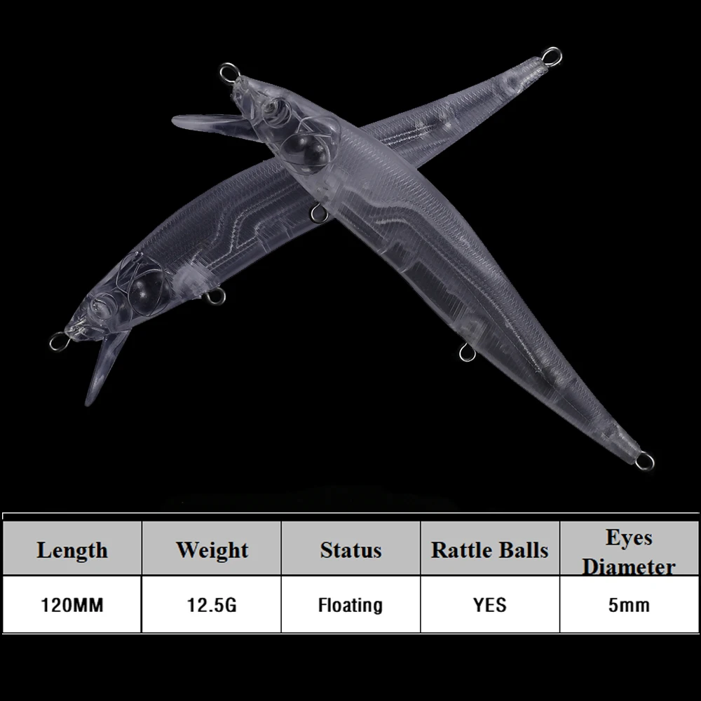 Chan'sHuang 20 piezas sin pintar cebo en blanco sonajero flotante buceo labio Wobblers Minnow Artificial DIY hecho a mano señuelo de pesca - imagen 2